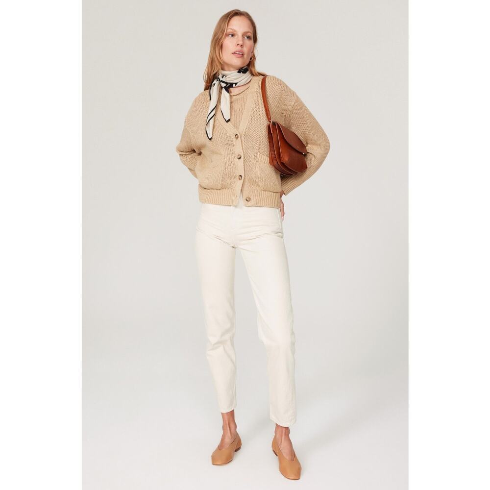 POLO RALPH LAUREN Brown Linen Knit Button Front Cardigan Sweater Size Large